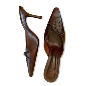SCHUTZ Cady Pump Brown Leather Women's Heels shoes mules 39 9
